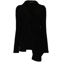 yohji yamamoto notched-lapels asymmetric blazer - noir