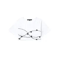 susan fang t-shirt crop à ornements de perles - blanc