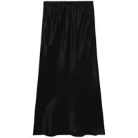 simone rocha jupe mi-longue en soie à taille élastiquée - noir