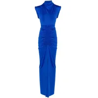 victoria beckham robe longue à fronces - bleu
