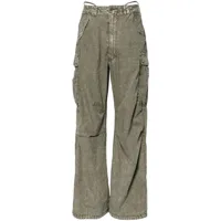 r13 pantalon à effet délavé - vert