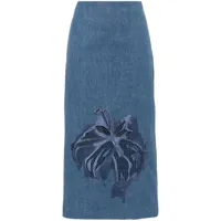 stella jean guipure-lace denim skirt - bleu