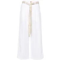 pinko pantalon court à taille ceinturée - blanc