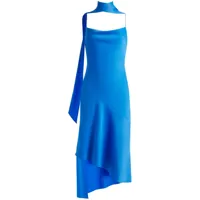 alice + olivia robe mi-longue harmony en satin - bleu