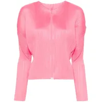 pleats please issey miyake veste zippée à design plissé - rose