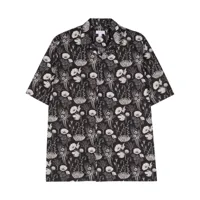 sunspel chemise en coton à fleurs - noir