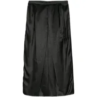 comme des garçons pre-owned jupe mi-longue satiné plissée (années 2000) - noir
