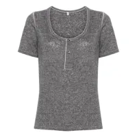r13 t-shirt henley en lin mélangé - gris