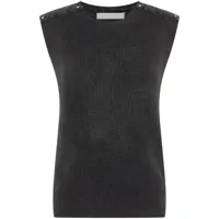 dion lee stud-detailed knitted tank top - gris