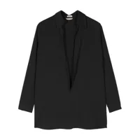 hermès pre-owned chemise en laine à col v plongeant (années 1990-2000) - noir