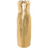 blumarine robe bustier en cuir à coupe mi-longue - or