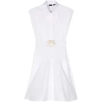 pinko robe-chemise en coton à design sans manches - blanc