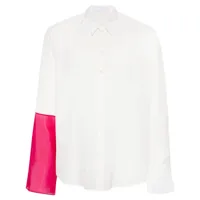helmut lang chemise en soie à design patchwork - blanc
