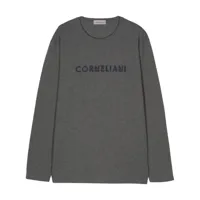 corneliani t-shirt chiné à logo brodé - gris