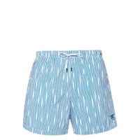 corneliani logo-embroidered striped swim shorts - bleu
