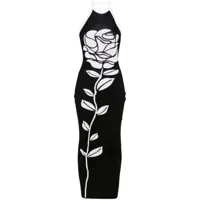 balmain robe longue à fleurs en jacquard - noir