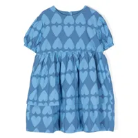 jellymallow robe en coton à imprimé cœur - bleu