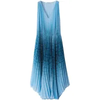 ermanno scervino robe plissée à imprimé peau de serpent - bleu