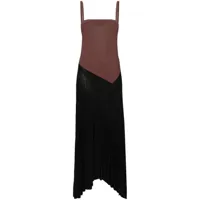 mrz robe longue à design colour block - marron