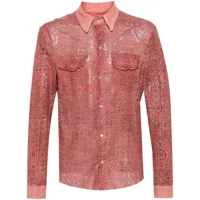 salvatore santoro chemise en cuir à design de perforations - rose