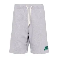 autry logo-print cotton track shorts - gris