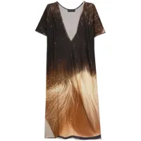 barbara bologna robe mi-longue en coton à imprimé graphique - marron