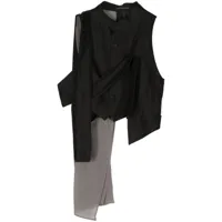 yohji yamamoto veston en coton à design superposé - noir