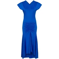 victoria beckham robe asymétrique à fronces - bleu