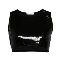 rabanne sequined cropped tank top - noir