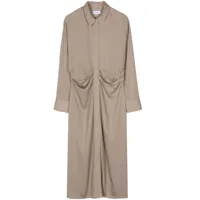 calvin klein robe-chemise plissée à manches longues - tons neutres