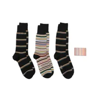 paul smith lot de quatre chaussettes et porte-cartes artist stripe - noir