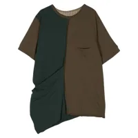ziggy chen t-shirt asymétrique colour block - marron