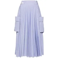 sacai x thomas mason jupe plissée à rayures - bleu