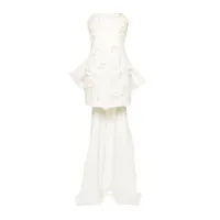 rotate birger christensen robe courte en tulle à fleurs appliquées - blanc