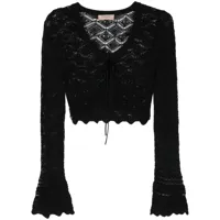 twinset open-knit cropped cardigan - noir