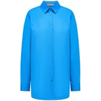 12 storeez chemise en coton mélangé à boutonnière - bleu