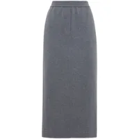 brunello cucinelli jupe mi-longue à taille élastiquée - gris