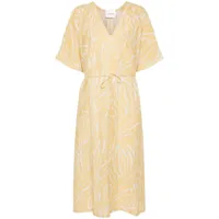 closed robe longue fleurie à col v - jaune