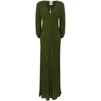 semicouture robe longue à épaule dénudées - vert
