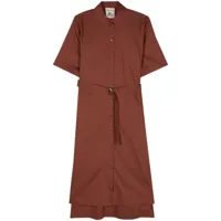 semicouture robe-chemise en popeline à taille ceinturée - marron