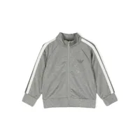 emporio armani kids veste zippée à motif monogrammé en jacquard - gris