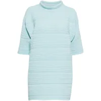 pleats please issey miyake crepe knit pleated top - bleu