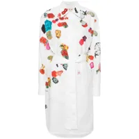 marni robe-chemise en coton à fleurs - blanc