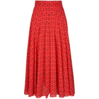 akris jupe trapèze à fleurs imprimées - rouge
