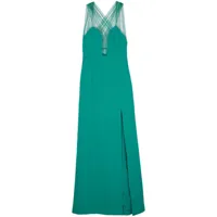 genny robe longue à col contrastant - vert