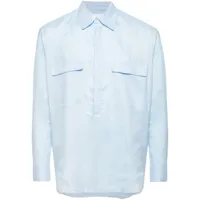 pt torino chemise en lin à manches longues - bleu