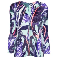 pleats please issey miyake graphic-print pleated cardigan - violet