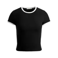 alice + olivia t-shirt en maille fine à design nervuré - noir