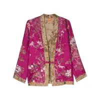 pierre-louis mascia veste en soie aloe à fleurs - rose