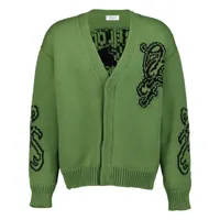 off-white v-neck intarsia-knit cardigan - vert